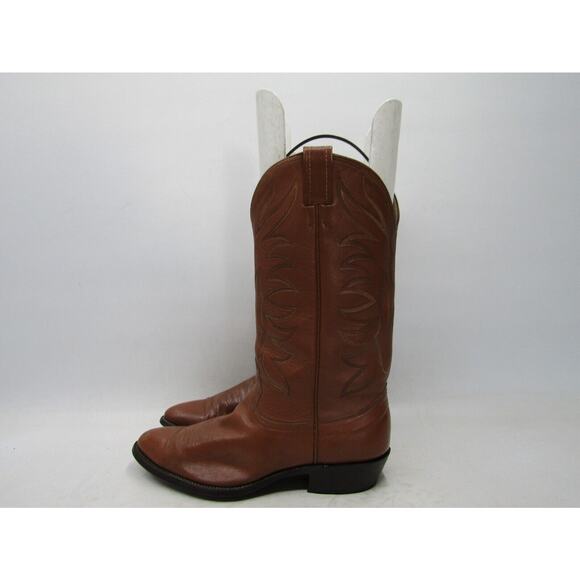 MONTANA Mens Size 9.5 D Brown Leather Ostrich Cowboy Western Boots